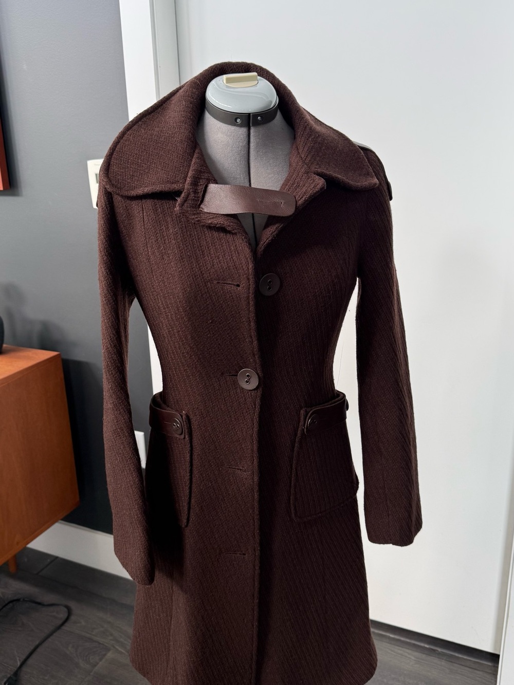 Mackage Dark Brown Wool Long Coat